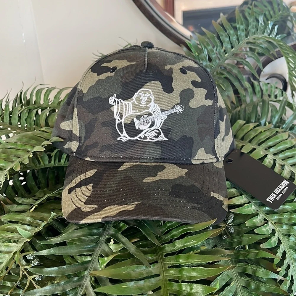 Brand New True Religion Camo Buddha Adjustable Snap Baseball Cap Embroidered Hat